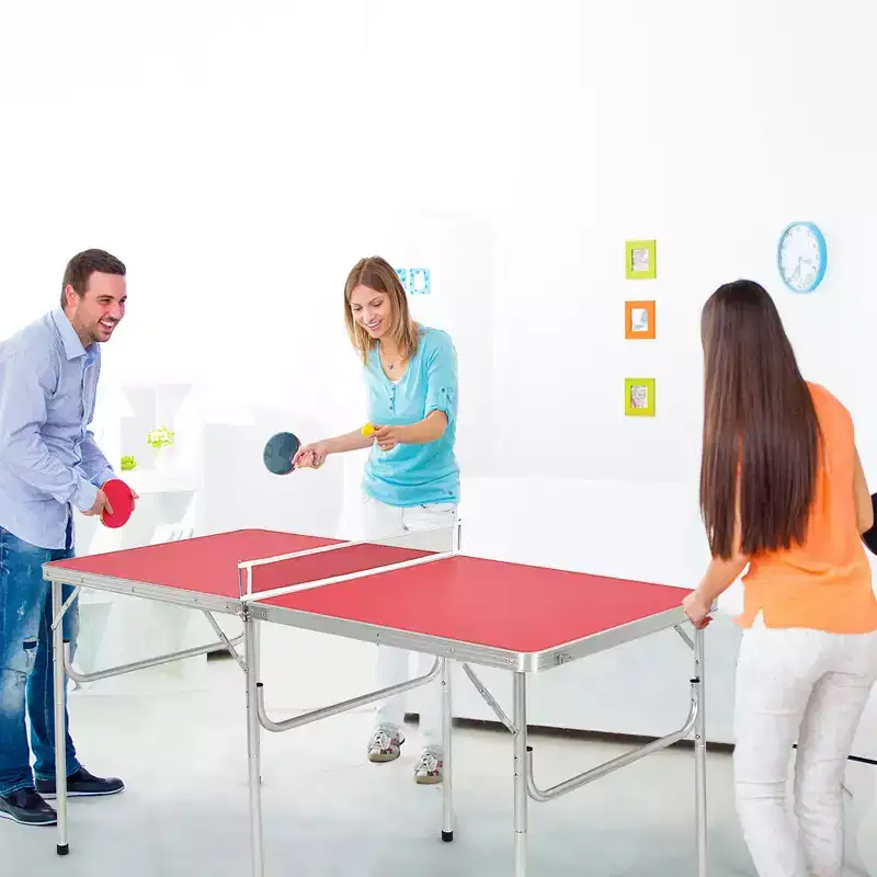 Costway 60'' Portable Table Tennis Ping Pong Folding Table with Accessories Indoor Game Red/Blue