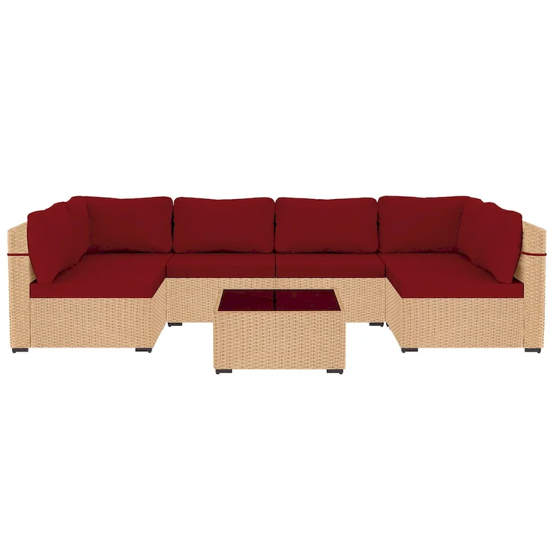 UPHA 7-Piece Wicker Outdoor Seating Group with Cushions