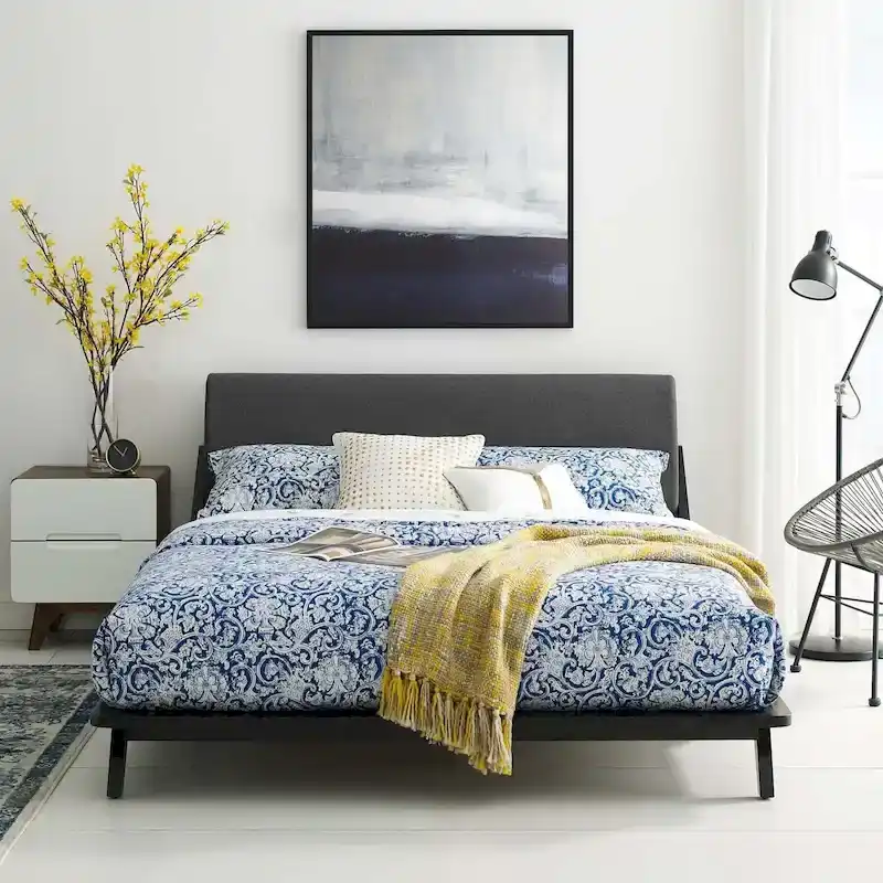 Luella Queen Upholstered Fabric Platform Bed