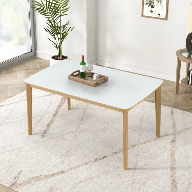 6-piece Rectangular Dining Table Set with 4 Upholstered Dining Chairs and Bench Modern Casual Dining Table Set for Kitchen
