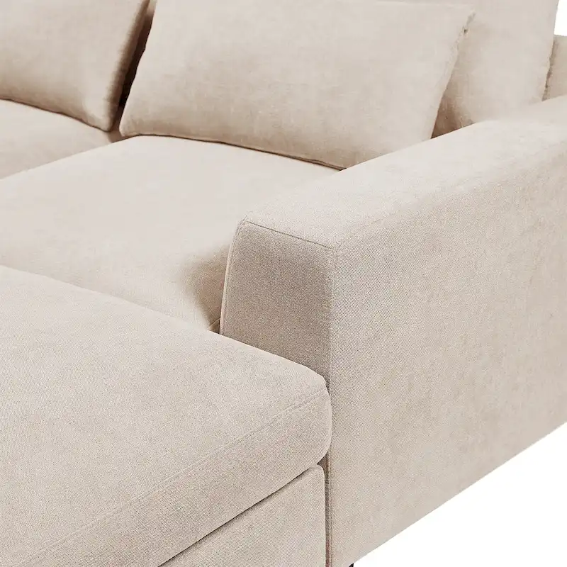 L-Shape Sectional Sofa with Reversible Chaise and Feather-Filled Cushions