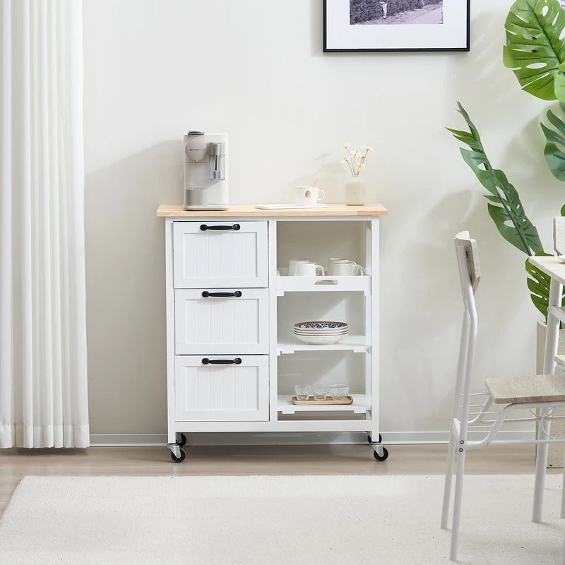 Three Drawers Three Layers Spray Paint Dining Car Kitchen Carts