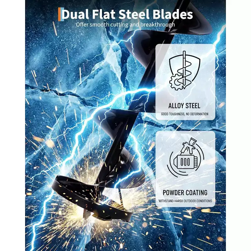52CC 2-Stroke Gas Ice Auger for Fast Drilling. Features a 10 Diameter, 31.5 Length Auger, Heavy-Duty Construction, and EPA Certification.