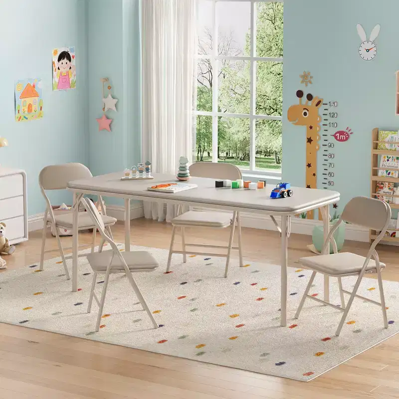 5-Piece Children's Folding Table and Chair Set, Toddler Kids Activity Table and Chair Set for Restaurants, Nurseries, Classrooms