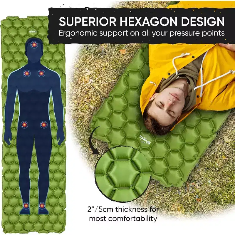 PowerLix Ultralight Sleeping Pad with Inflating Bag, Compact Hiking & Camping Mat
