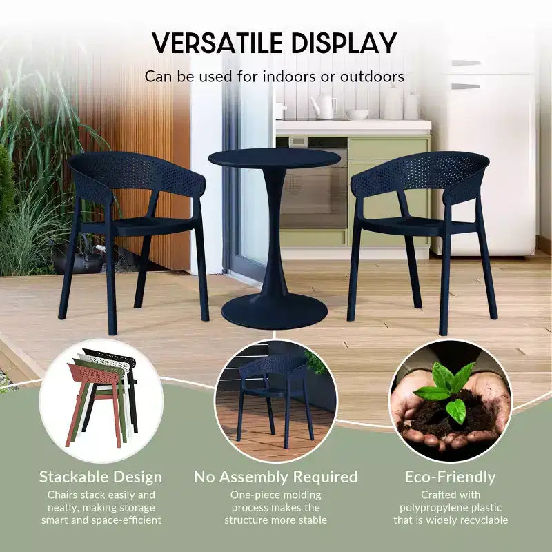 WestinTrends Playa 5-Piece Outdoor Resin Square Patio Dining Table Set with Stackable Patio Dining Chairs