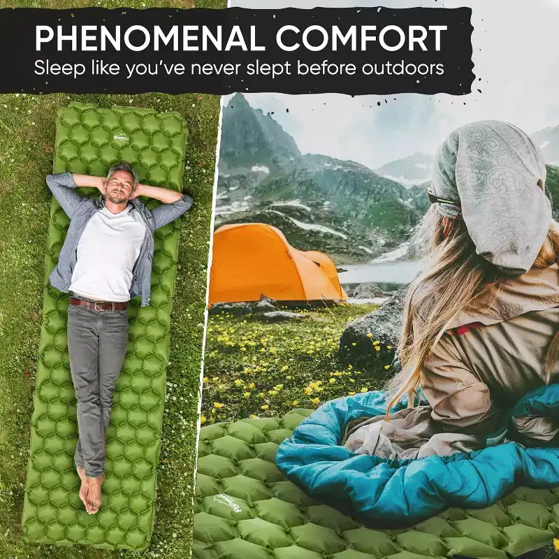 PowerLix Ultralight Sleeping Pad with Inflating Bag, Compact Hiking & Camping Mat