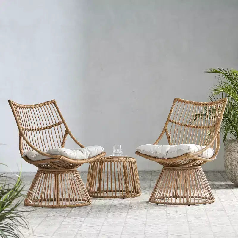 3pc Caryl Outdoor Wicker Chat Set with Cushions