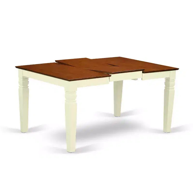 Beachy Boho Dining Set - 6Pc Rectangular Table & 4 Chairs Plus Bench - 42/60 Inch