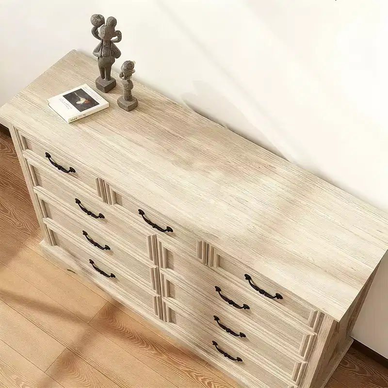 9 Drawer Farmhouse Dresser, Rustic Chest of Drawers with Ample Storage, Solid Wood Look & Metal Handles, Bedroom Clothes Organizer
