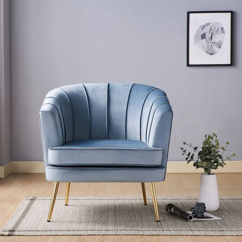 Contemporary Upholstered Accent Chair – Blue / Pink / Orange / Lilac / Green / Purple, Mid-Century Style, Seats 1