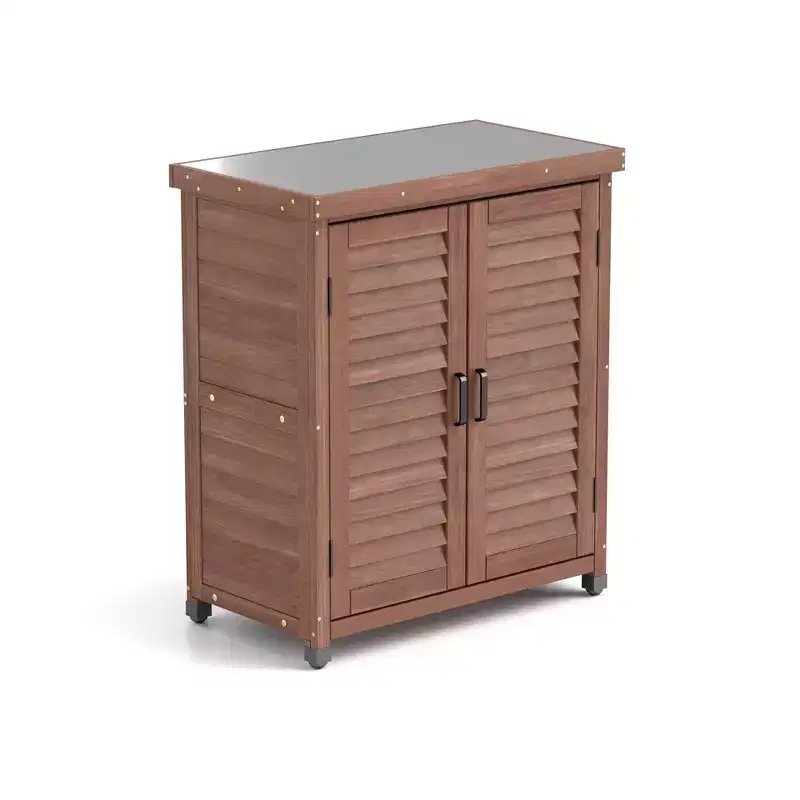Whisen Potting Bench with Cabinet & Metal Top