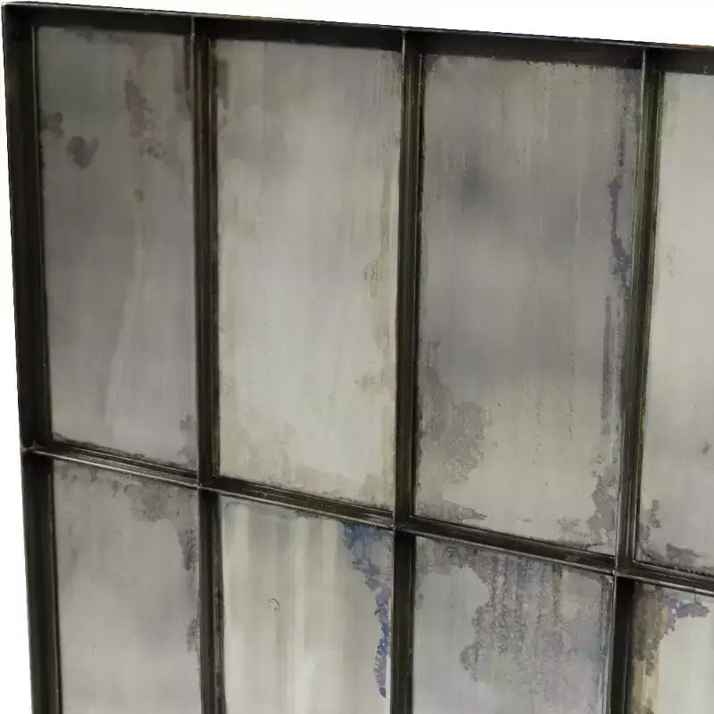 40-Inch Square Black Metal Framed Wall Mirror