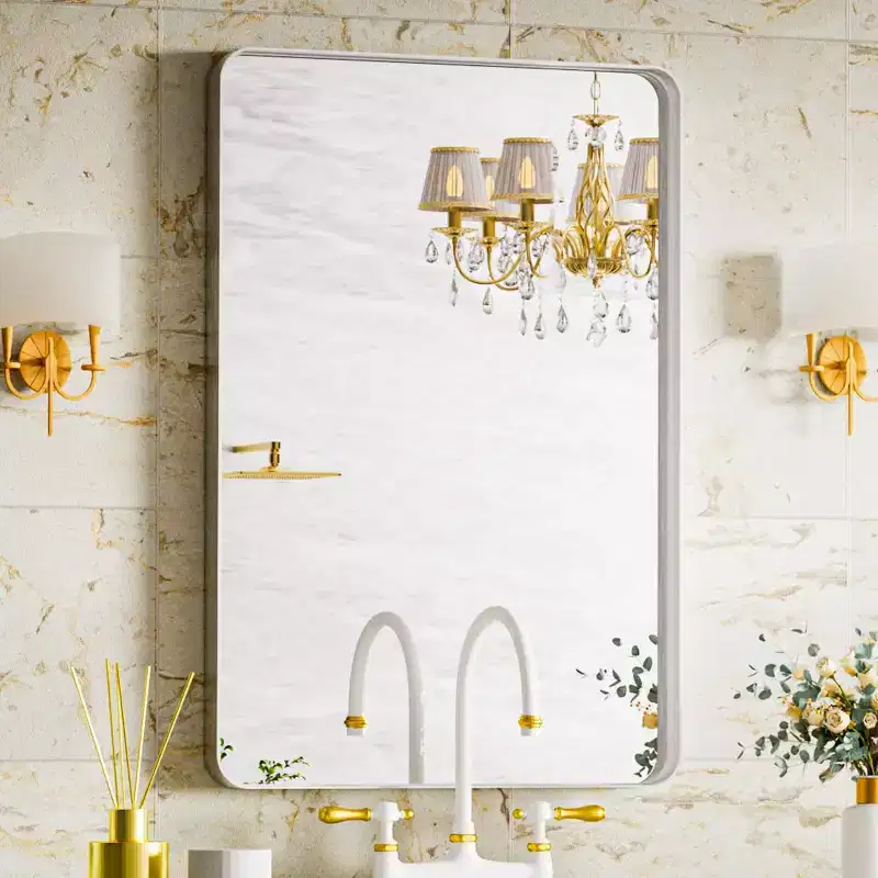 HOMLUX Wall Mount Bathroom Mirror Rectangular Vanity Wall Mirror Vertical Horizontal,Black/Gold