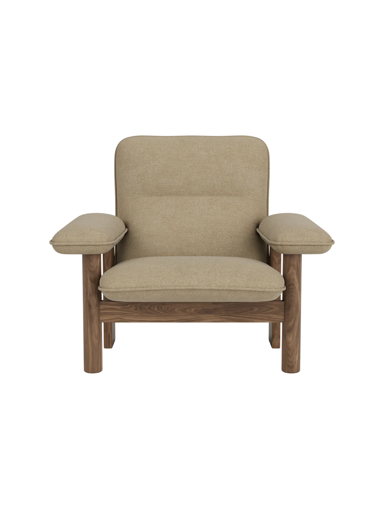 High Back Lounge Chair in Textile Solid Wood Frame, Exaggerated Armrests