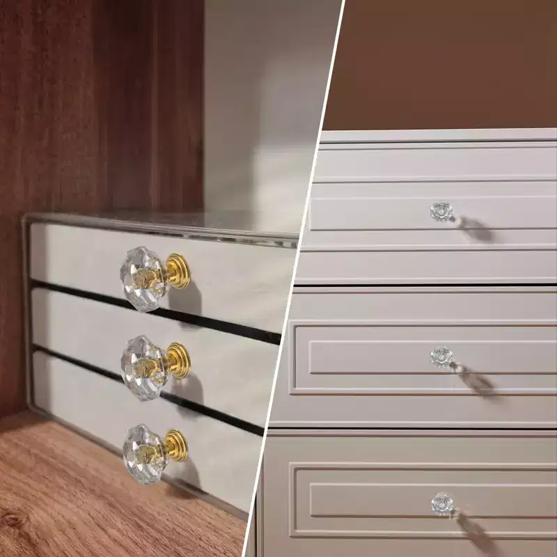 Unique Bargains Crystal Cabinet Knobs with Screw for Cupboard Wardrobe 10 Pcs