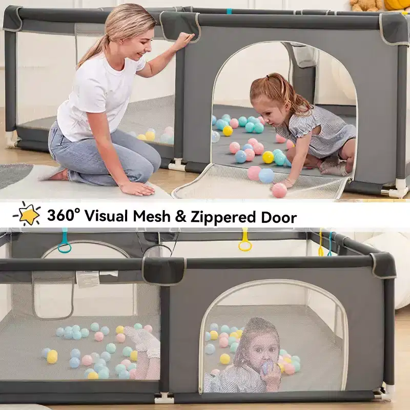 71x59 4-Panel Baby Playpen Spacious & Secure Portable Playard