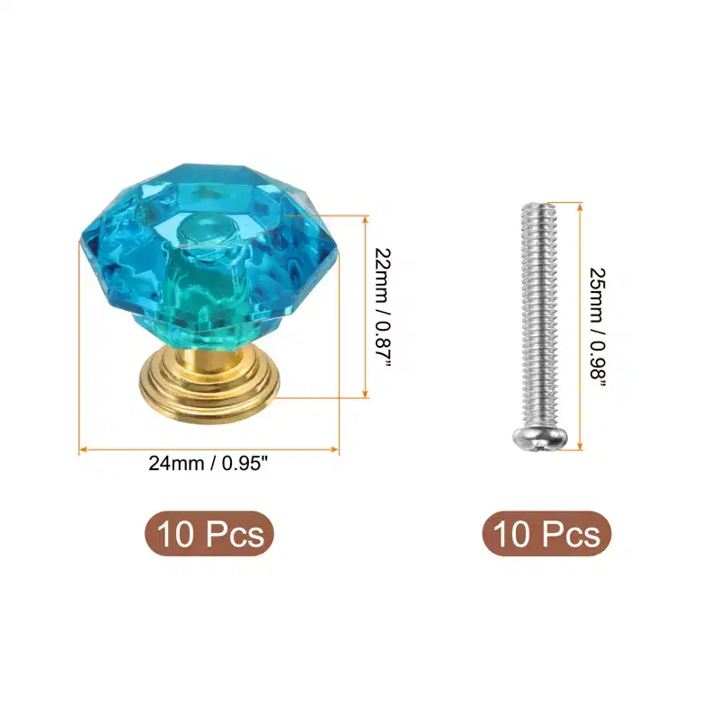 Unique Bargains Crystal Cabinet Knobs with Screw for Cupboard Wardrobe 10 Pcs