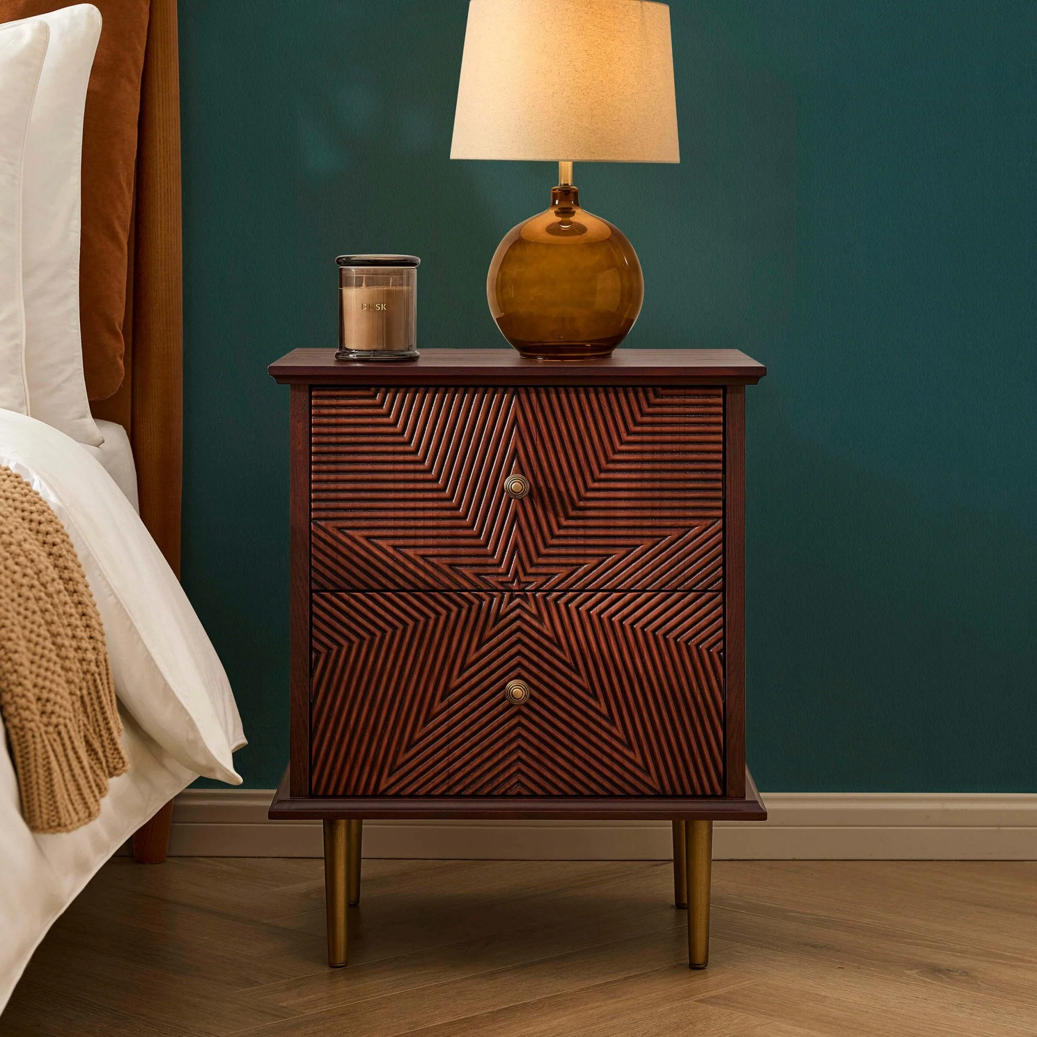 2 Drawer Bedside Table - Mahogany