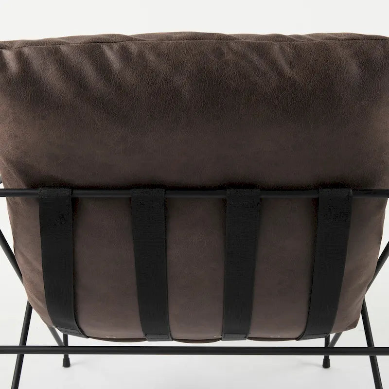 Faux Leather Accent Chair – Brown / Black, Modern Style, X-Frame Metal Legs, Seats 1