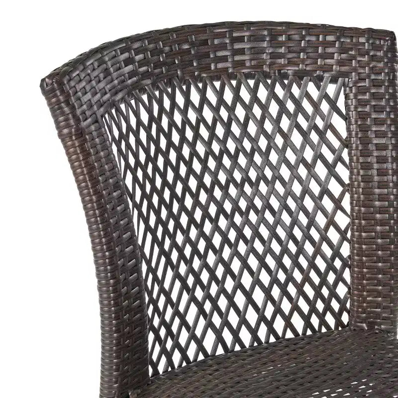 GDFStudio Holmes 5 Piece Outdoor Wicker Dining Set with Round Table and Umbrella Hole