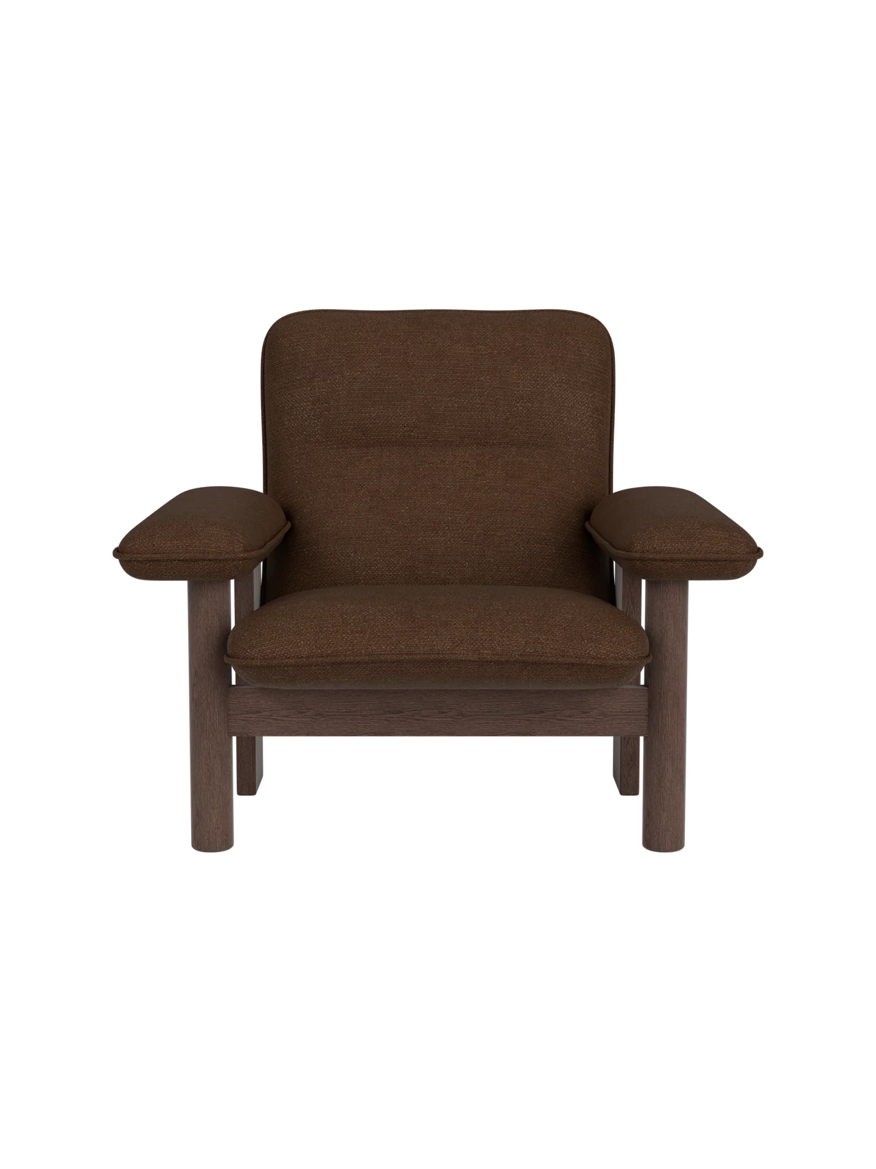 High Back Lounge Chair in Textile Solid Wood Frame, Exaggerated Armrests