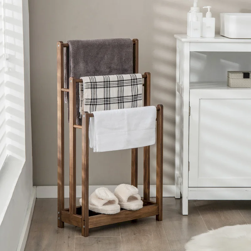 3-Bar Freestanding Towel Rack w/ Bottom Storage Shelf