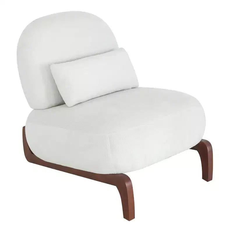 Velvet Armless Accent Chair with Soft Cushion and Solid Wood Legs