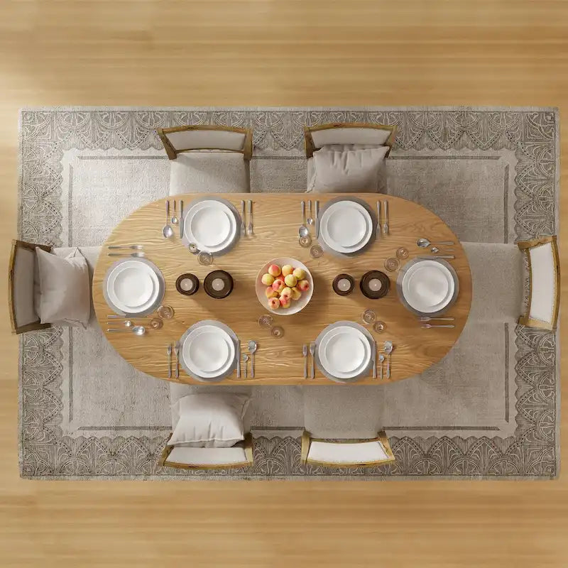 Nordic Style Solid Wood Oval Dining Table, Seats 6