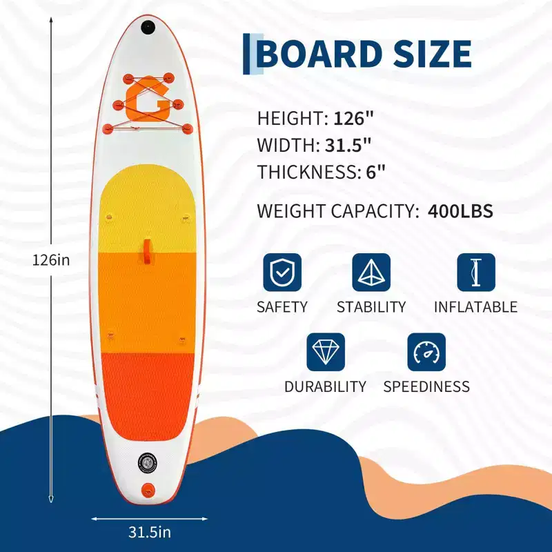 Inflatable Stand Up Paddle Board (SUP) with Premium Accessories, 2-in-1 Paddle, Wide Stable Design, Non-Slip Deck for Adults & Youth