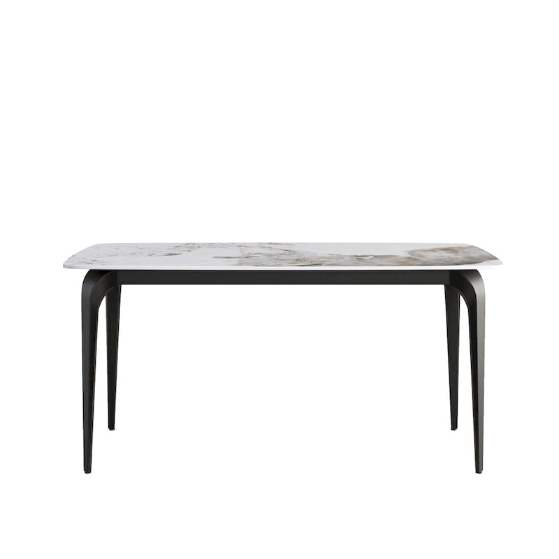 White & Black / Purple / Gold Sintered Stone Top Dining Table with Metal Legs for 4–6 Person