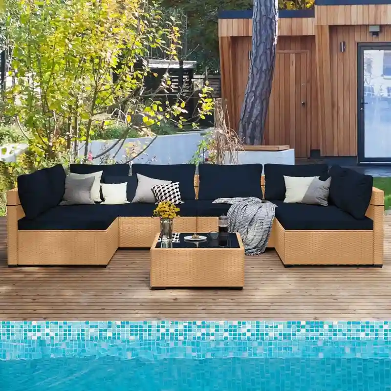 UPHA 7-Piece Wicker Outdoor Seating Group with Cushions