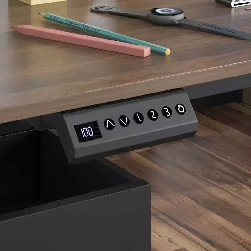 Height-Adjustable Computer Desk Office Desk Standing Desk: L-Shaped Spacious Desktop, Storage Cabinets