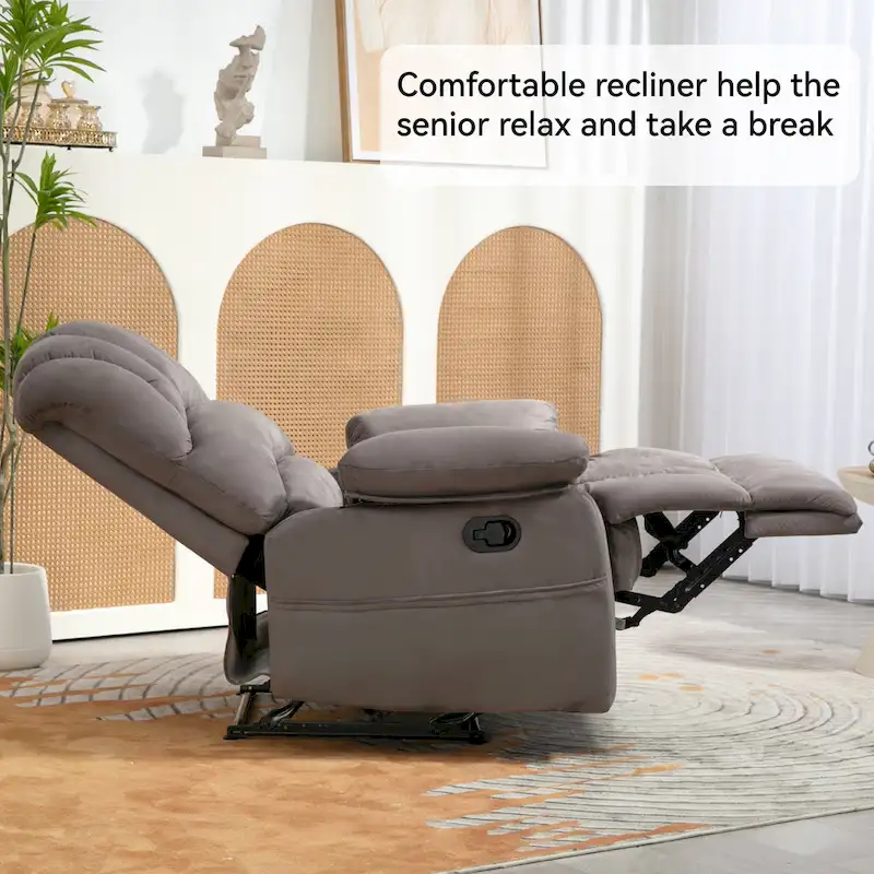 Extra-Large Manual Recliner Chair with Fabric Upholstery