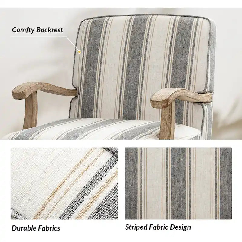 Rinaldo Farmhouse Polyester Armchair with Solid Wood Legs by HULALA HOME