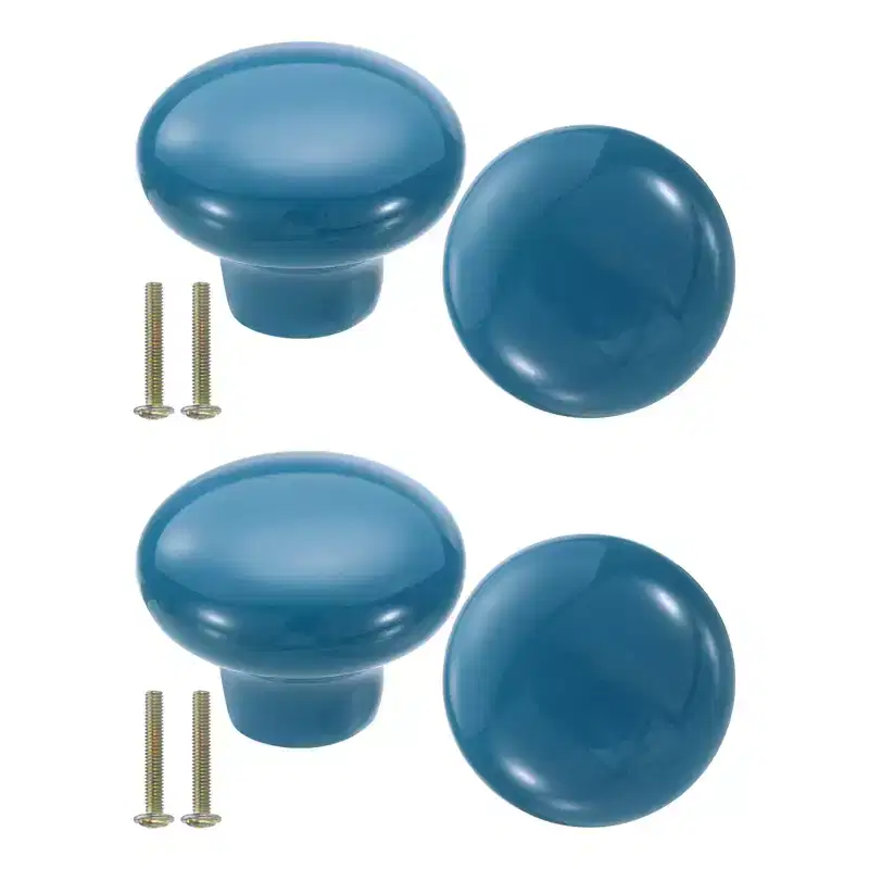 Unique Bargains Round Ceramic Drawer Knobs with Screw for Cupboard Wardrobe 4 Pcs