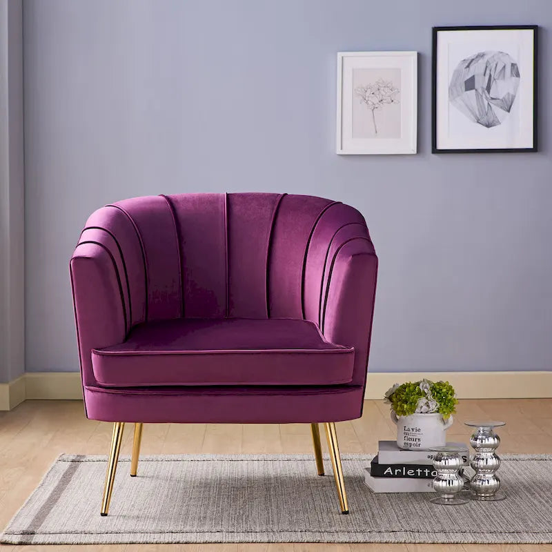 Contemporary Upholstered Accent Chair – Blue / Pink / Orange / Lilac / Green / Purple, Mid-Century Style, Seats 1