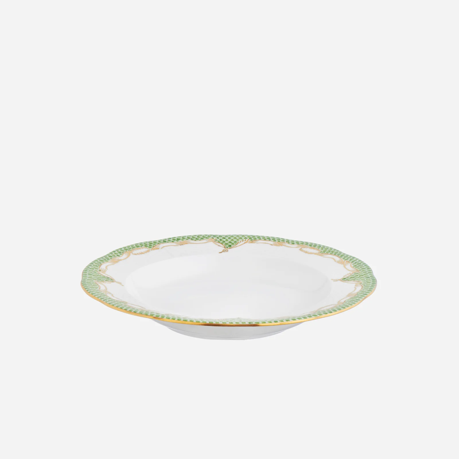 Fish Scale Green & Gold Soup Plate 23cm