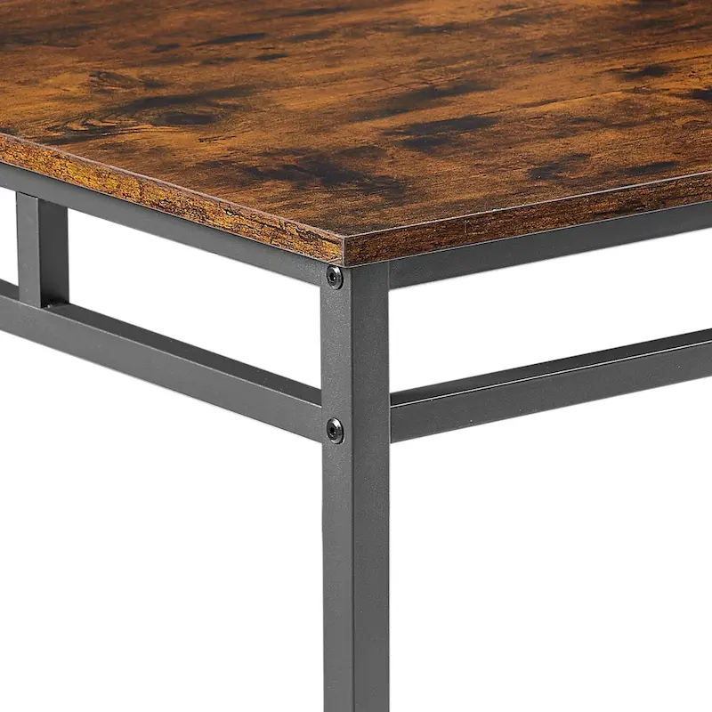 Counter Height Dining Table Set with 4 Bar Stools Metal Frame Vintage Wooden Tabletop Rectangular Dining Table, 5-Piece