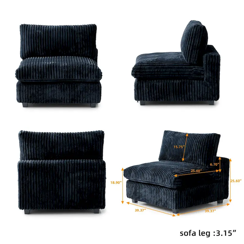 Cloud Corner Sofa Soft Plush Upholstered Modular Sectional Sofa Down Filled Living Room Couch