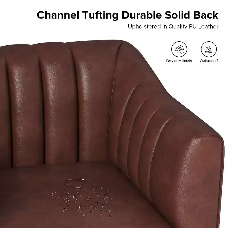 Carsten Industry 30 Wide Faux Leather Chair with Metal Leg|HULALA HOME-BROWN