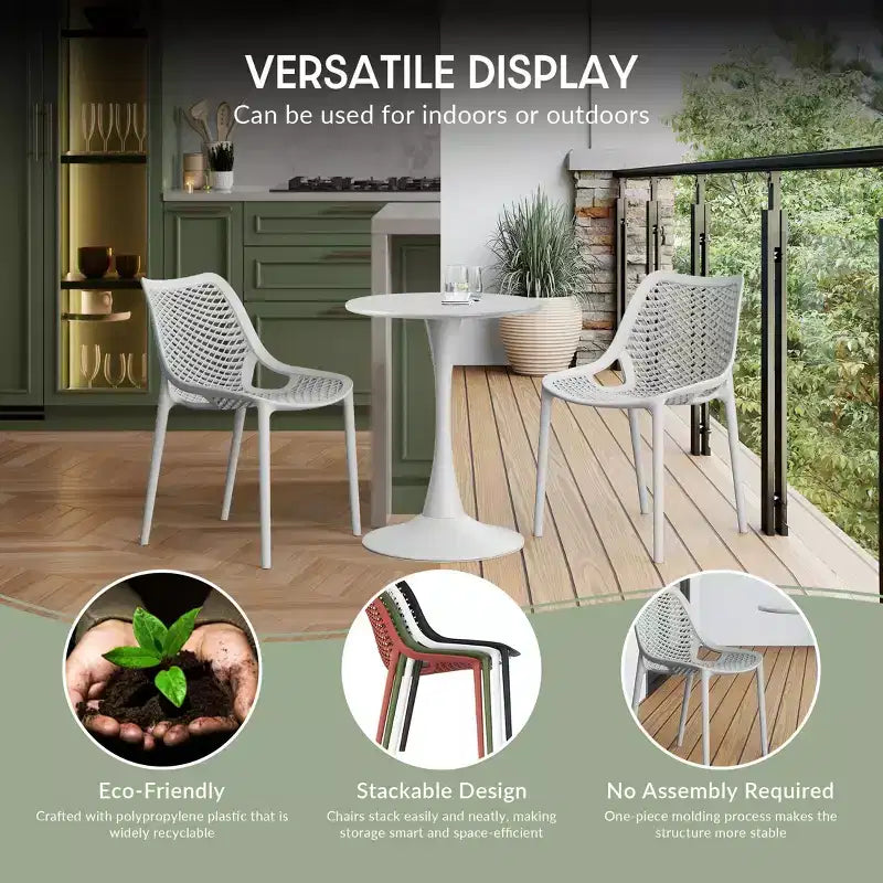 WestinTrends Playa 5-Piece Modern Square Patio Dining Table Set with Stackable Patio Dining Chairs