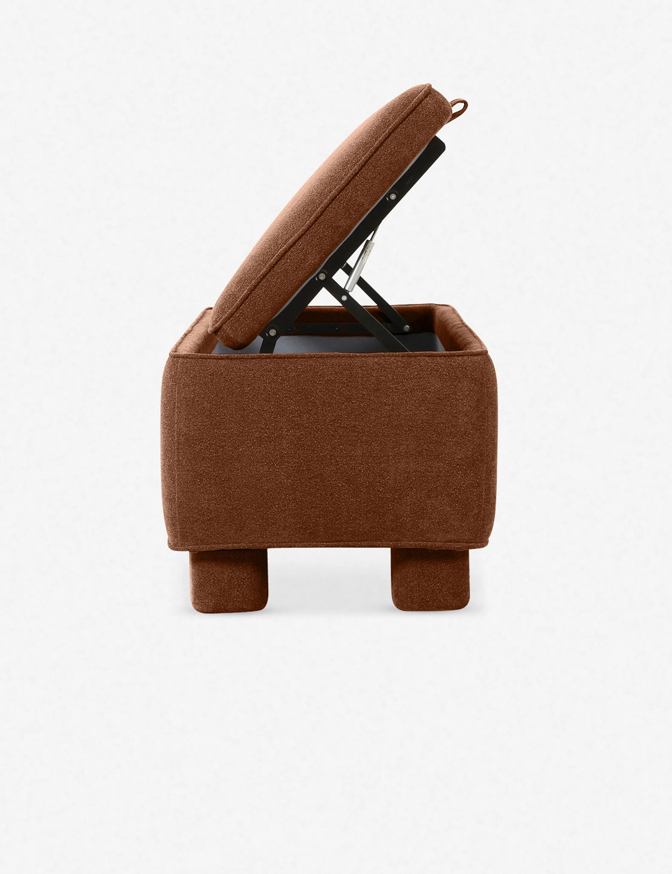 Bench - This upholstered bench is infused with timeless character, featuring inside for linens, pillows, and blankets