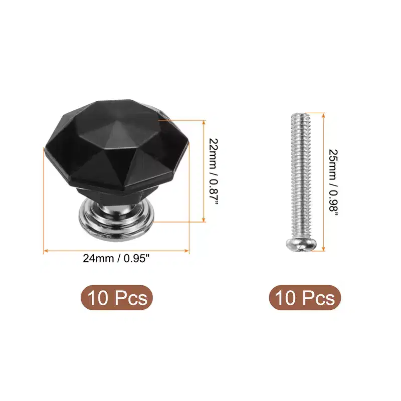 Unique Bargains Crystal Cabinet Knobs with Screw for Cupboard Wardrobe 10 Pcs