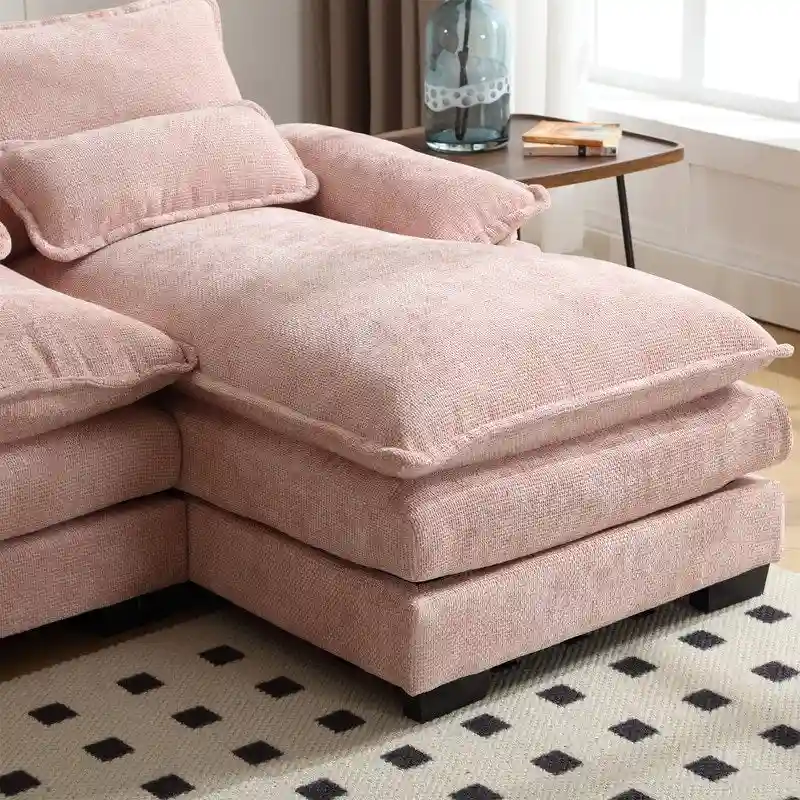 Sectional Sofa Cloud Couch for Living Room, Modern Chenille/Boucle U Shaped Couch, Comfy Modular Sofa Sleeper with Double Chaise