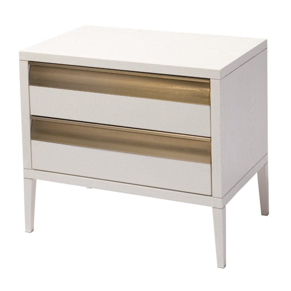 White & Bronze Large Bedside Table
