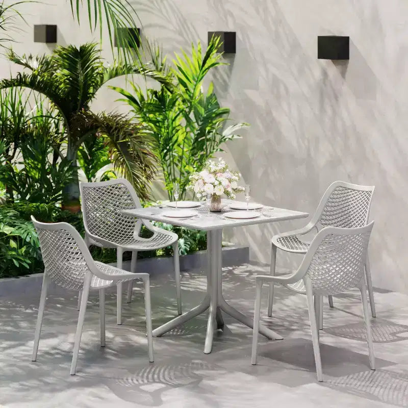 WestinTrends Playa 5-Piece Modern Square Patio Dining Table Set with Stackable Patio Dining Chairs