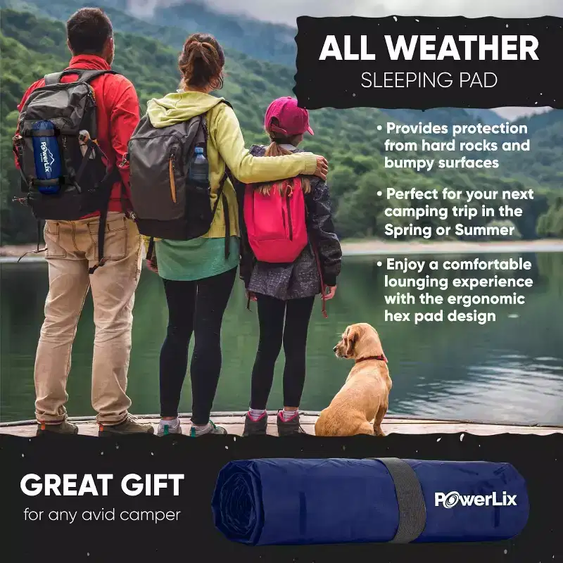PowerLix Ultralight Sleeping Pad with Inflating Bag, Compact Hiking & Camping Mat
