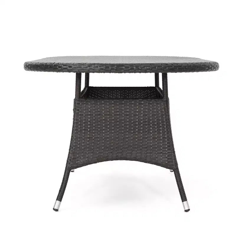 GDFStudio Slate 7 Piece Outdoor Wicker Dining Set with Stacking Chairs
