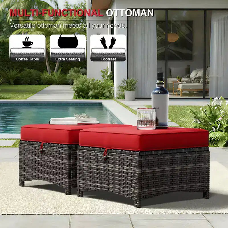 UPTIOT All-Weather Olefin Wicker Sofa Set with Multi-Functional Ottomans